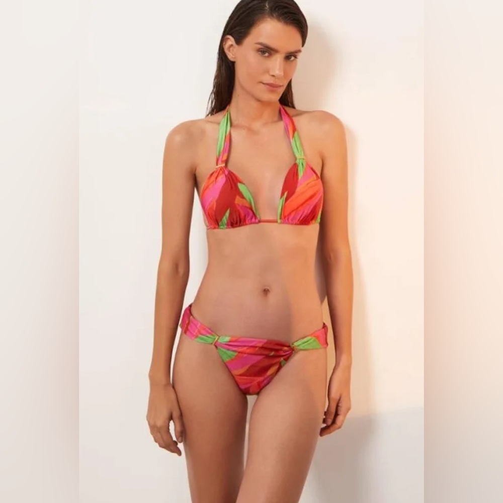 NWT VIX BY PAULA HERMANNY CHERISH BIA TUBE BIKINI SET TOP S - BOTTOM red pink M